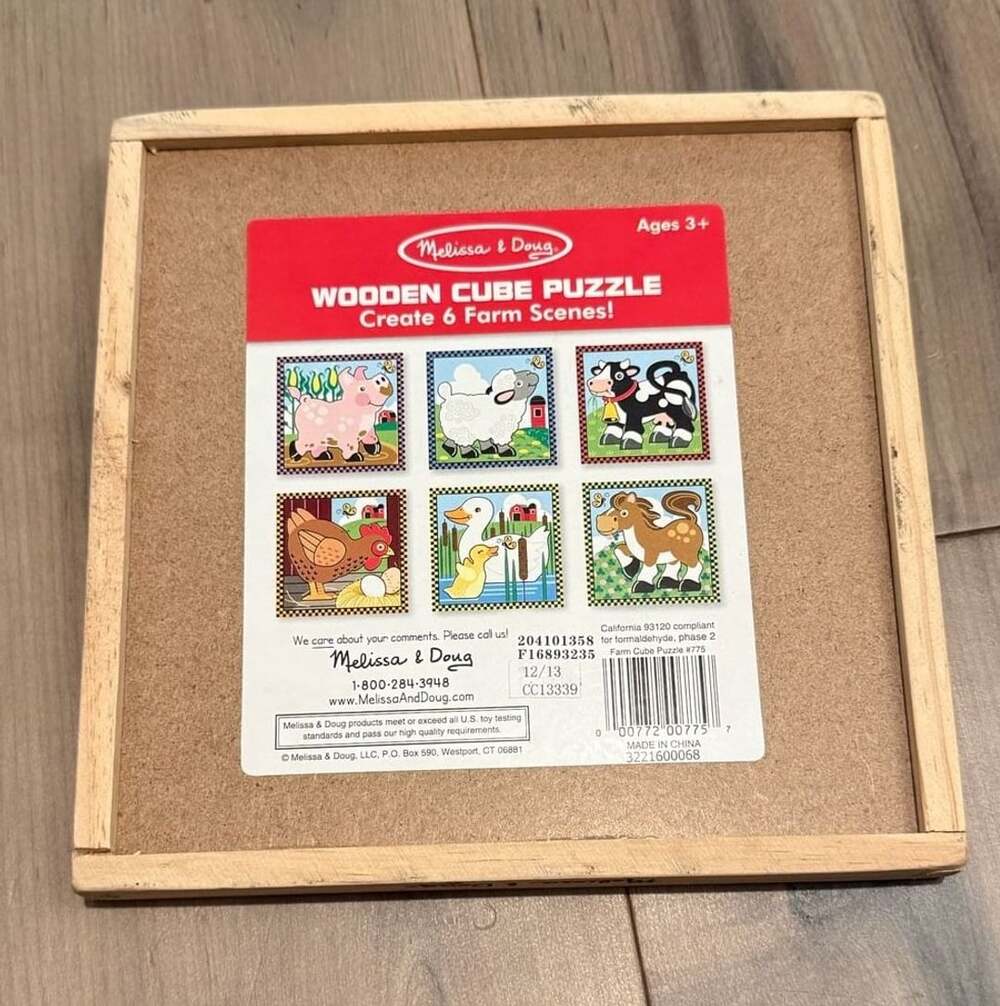 Melissa & Doug Wooden Cube Puzzle Farm Scenes